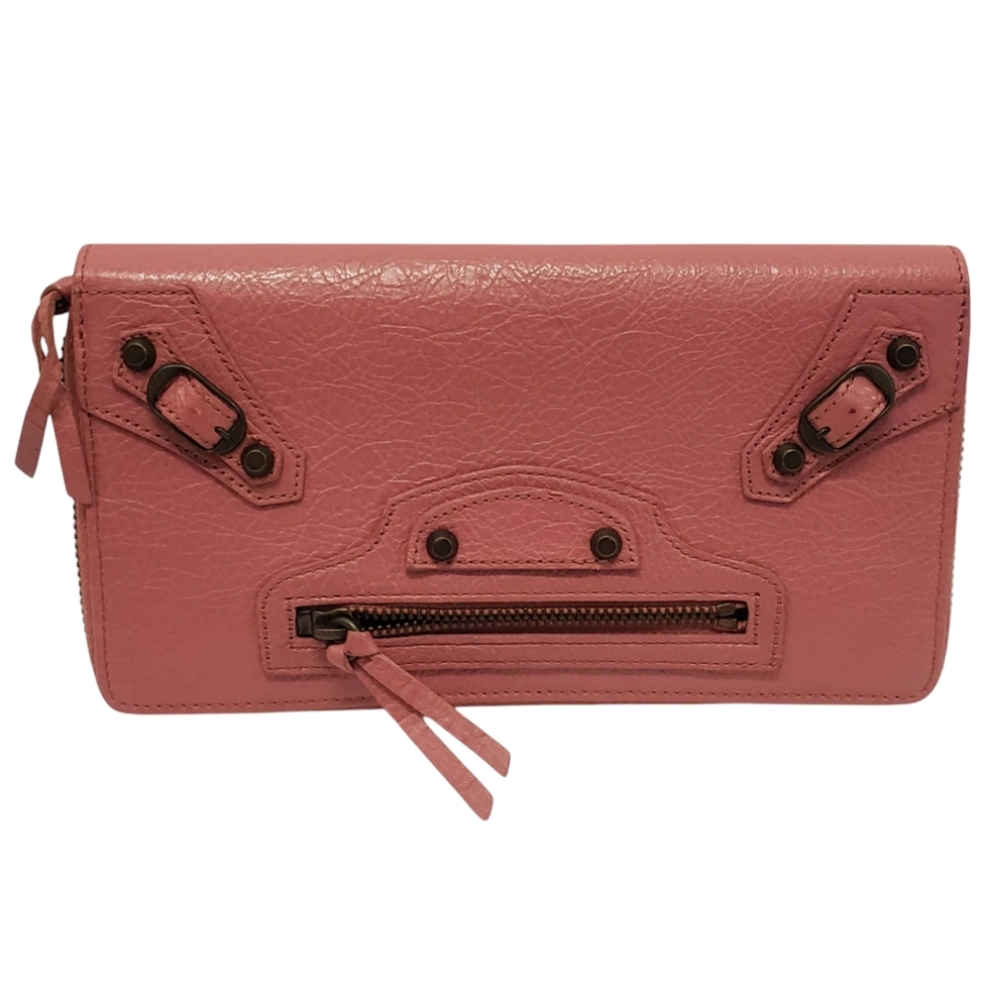 BALENCIAGA classic continental wallet rose azalee